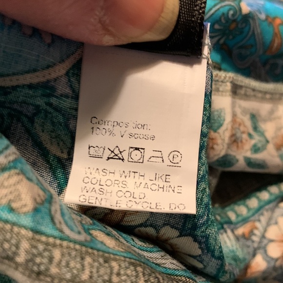 Aqua Floral Print Cottagecore Size 6 - Picture 8 of 9